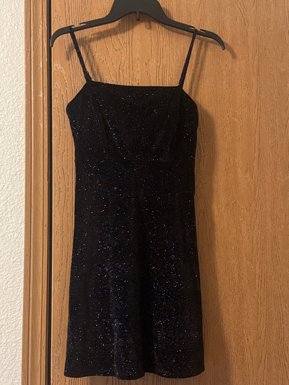 Sparkle Black Slip Dress with Spaghetti Straps